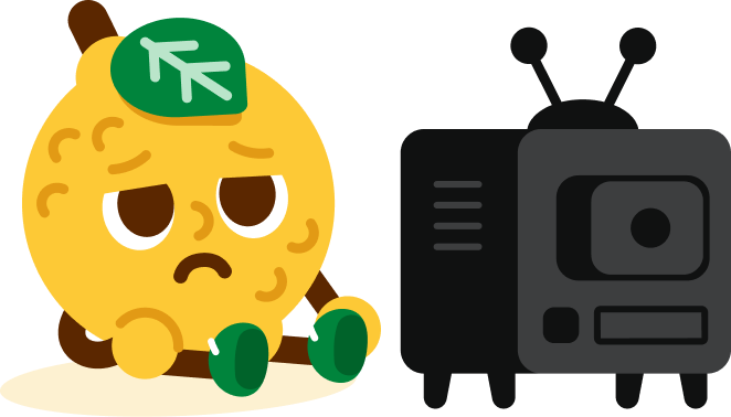 Sad lemon watching TV